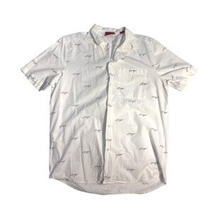 HUGO Boss Men’s Shirt Medium Ellino Logo Print Cotton Straight Fit